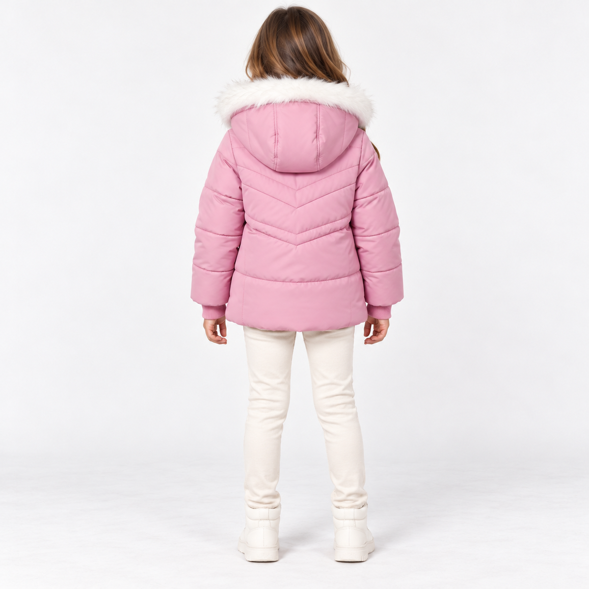 Long Winter Jacket with Fur Hood - Kids Story 8100