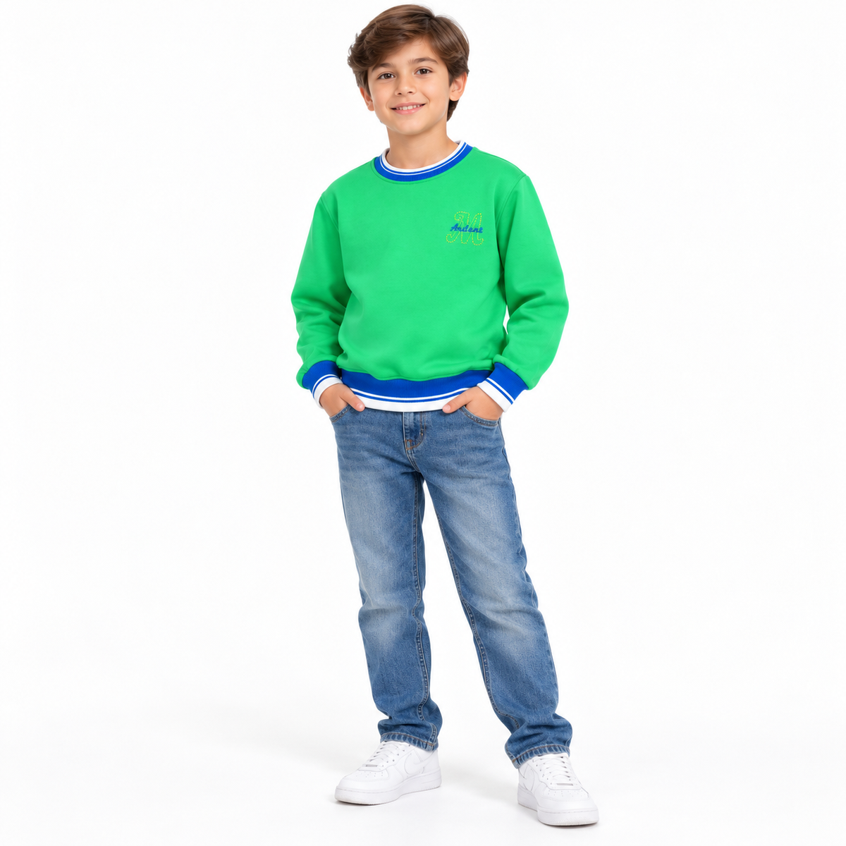Boys Oversized Fleece Varsity Sweatshirt WL042