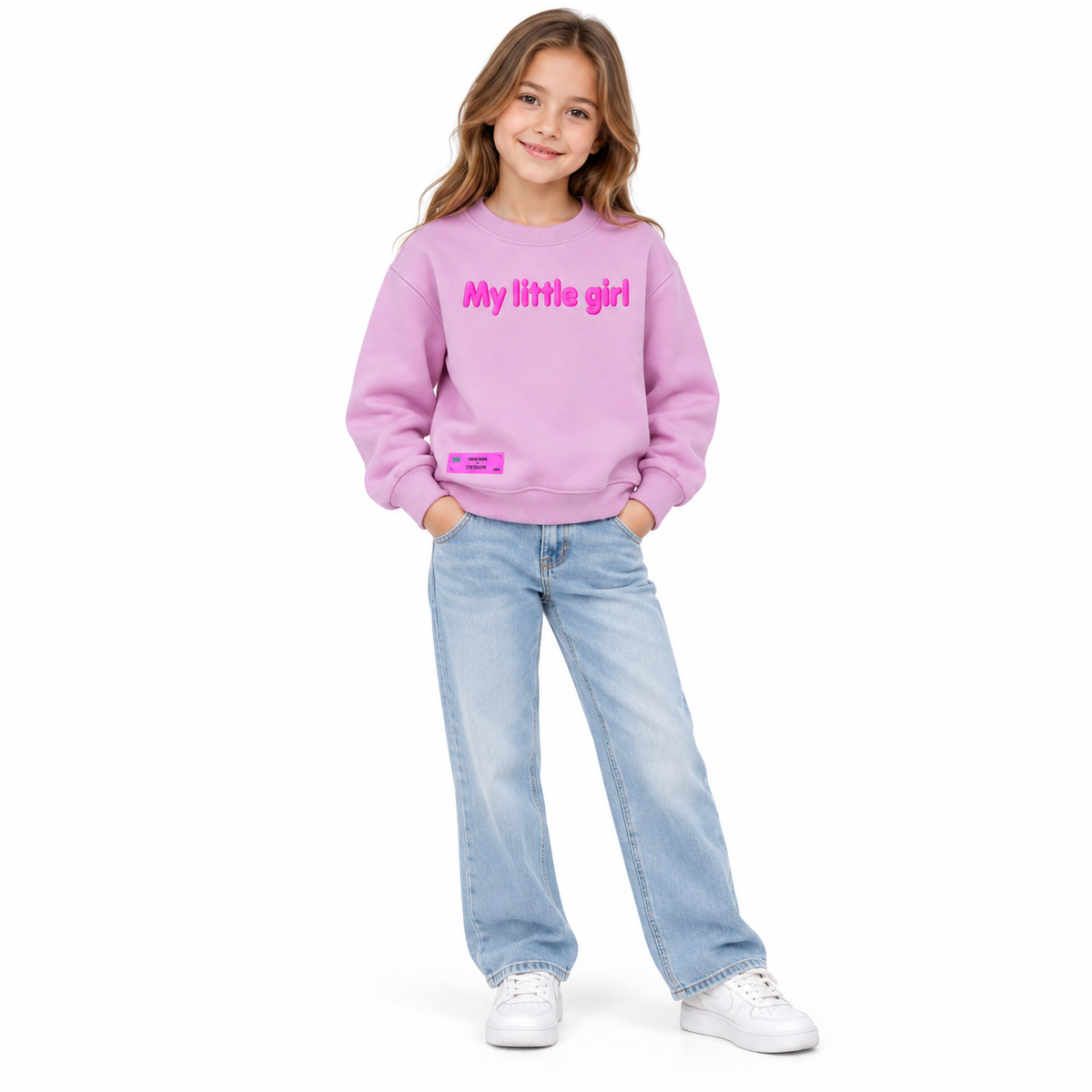 Girls Oversized 'My Little Girl' Fleece Sweatshirt WL0140