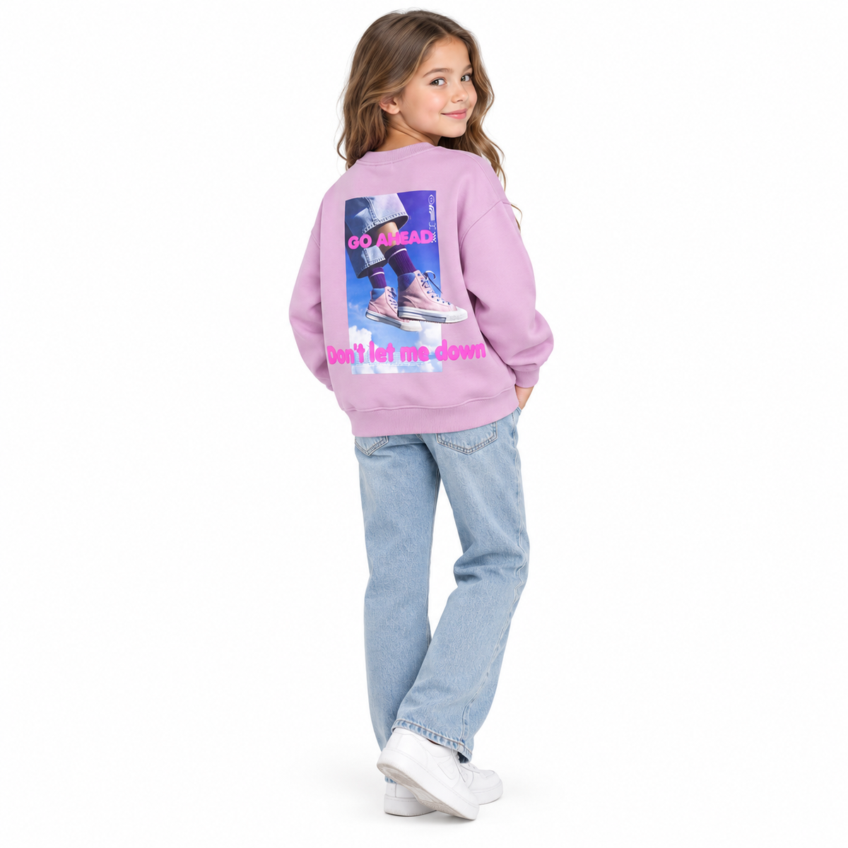 Girls Oversized 'My Little Girl' Fleece Sweatshirt WL0140