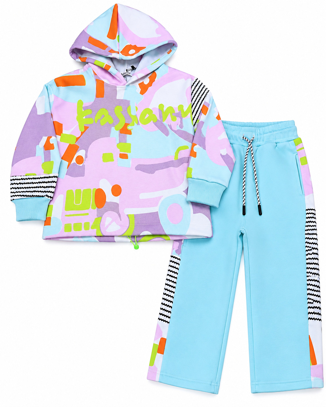 Girls Oversized Fleece Hoodie & Wide-Leg Pants Set WL0112