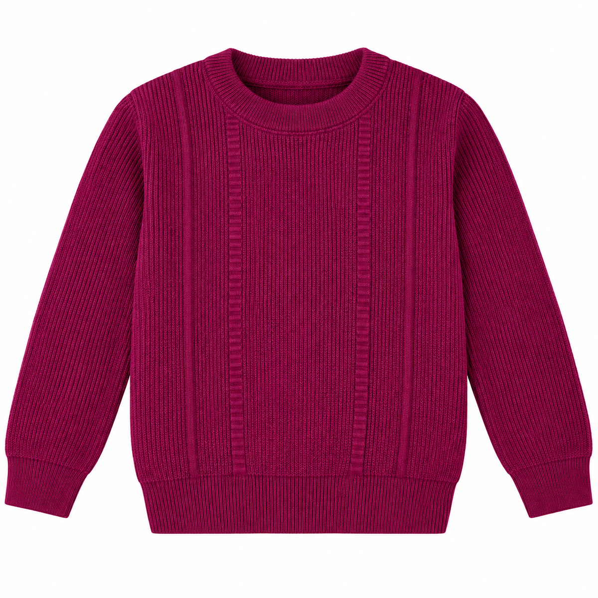 Kids Ribbed Knit Crew Neck Sweater - Kidzo Z2135B