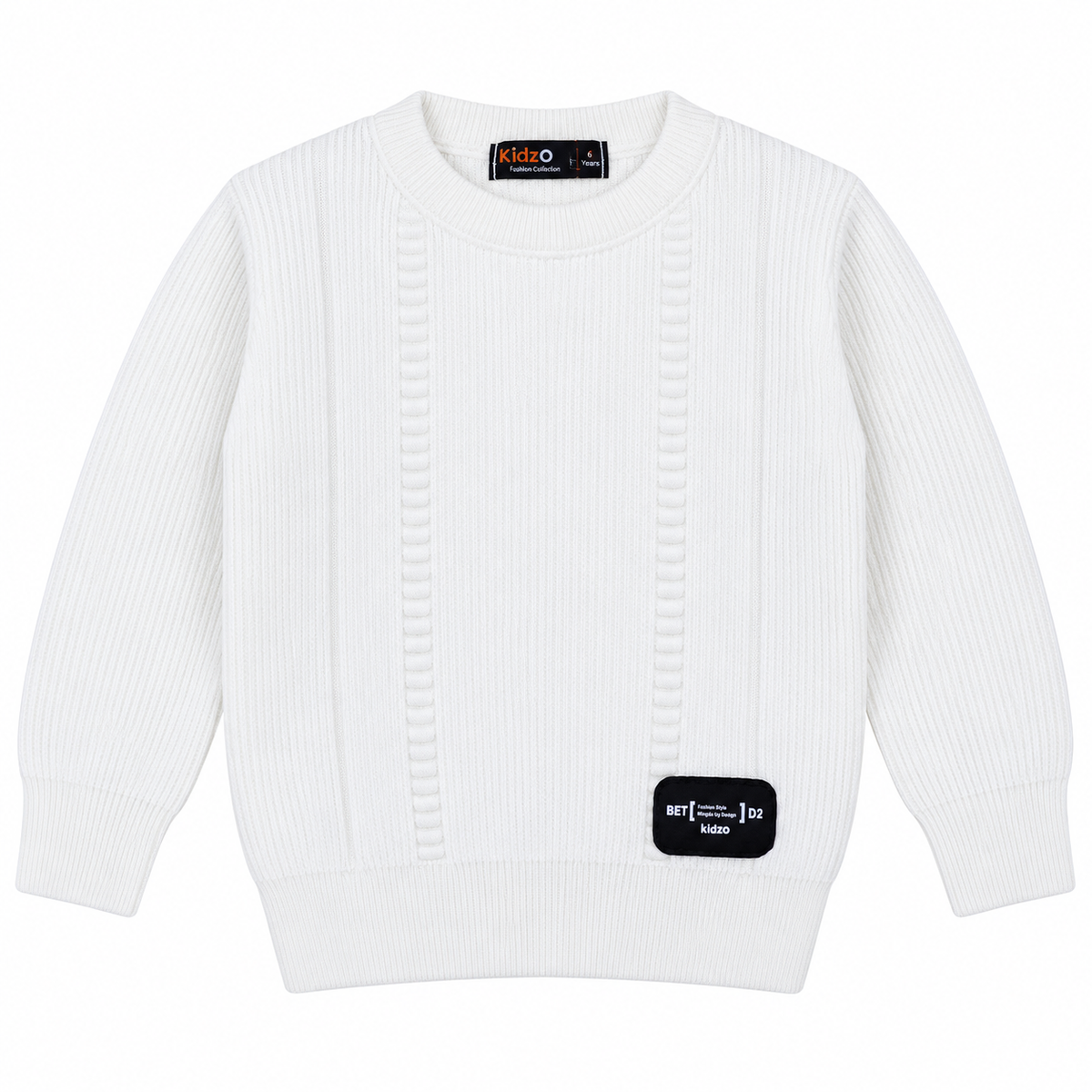 Kids Ribbed Knit Crew Neck Sweater - Kidzo Z2135B