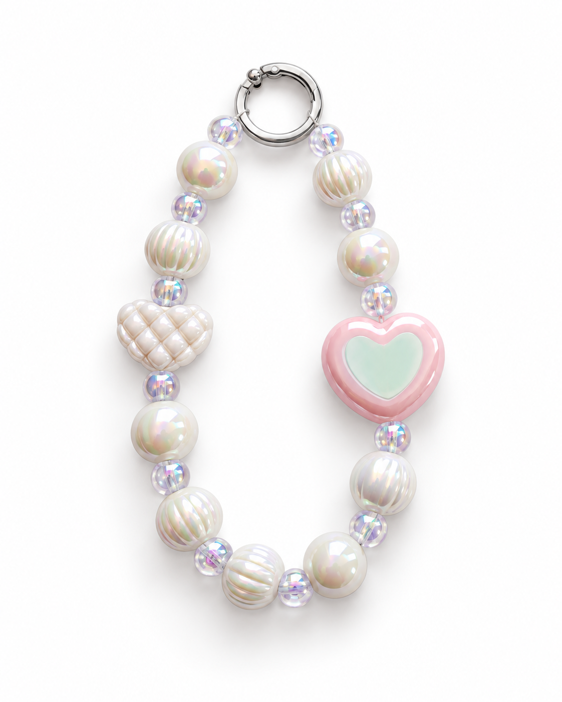 Pastel Pearl Heart Phone Charm