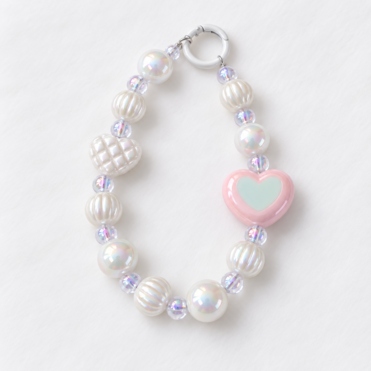 Pastel Pearl Heart Phone Charm
