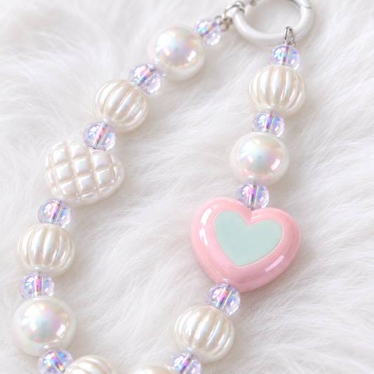 Pastel Pearl Heart Phone Charm