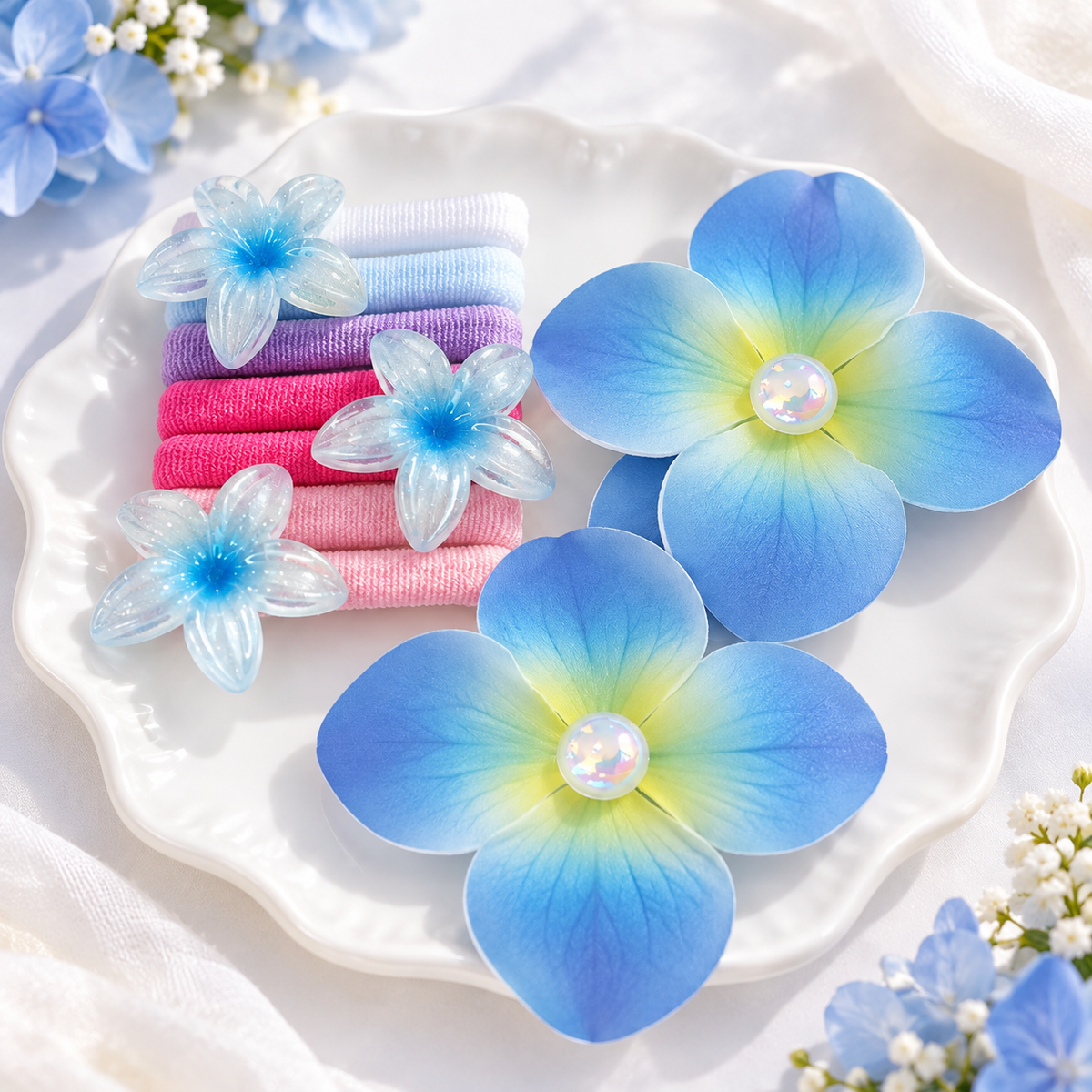 Floral Hair Tie  Clip