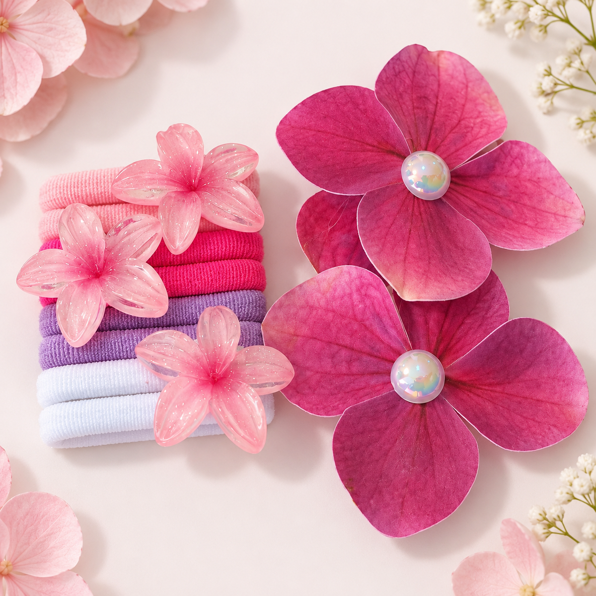 Floral Hair Tie  Clip