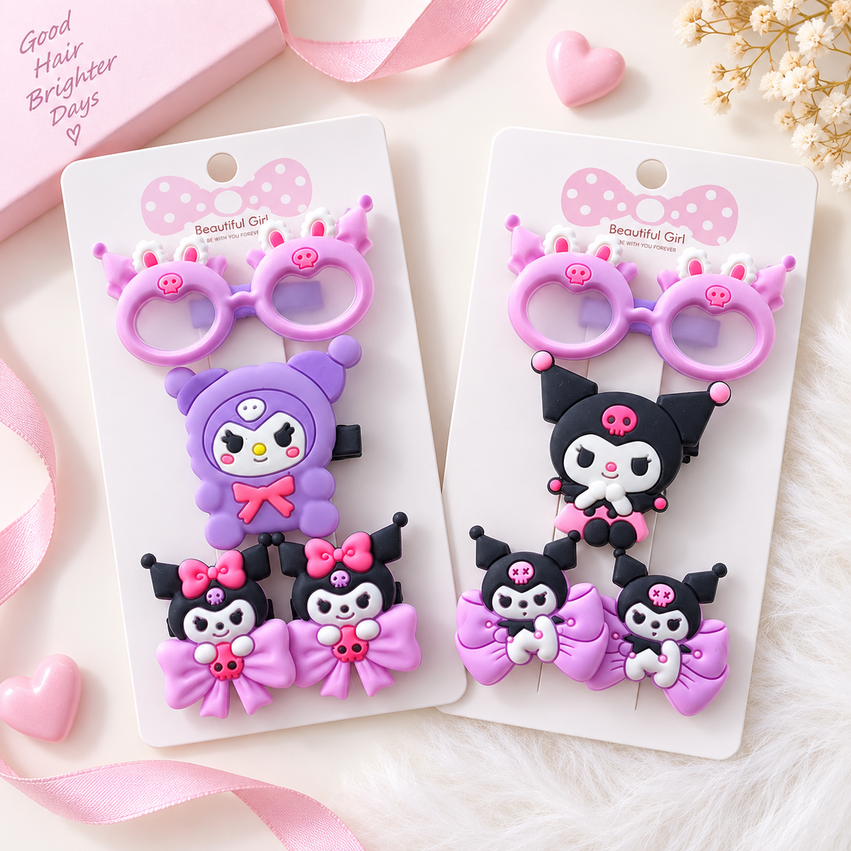 Cute Cartoon Hair Clip Set for Girls – 4 Pieces