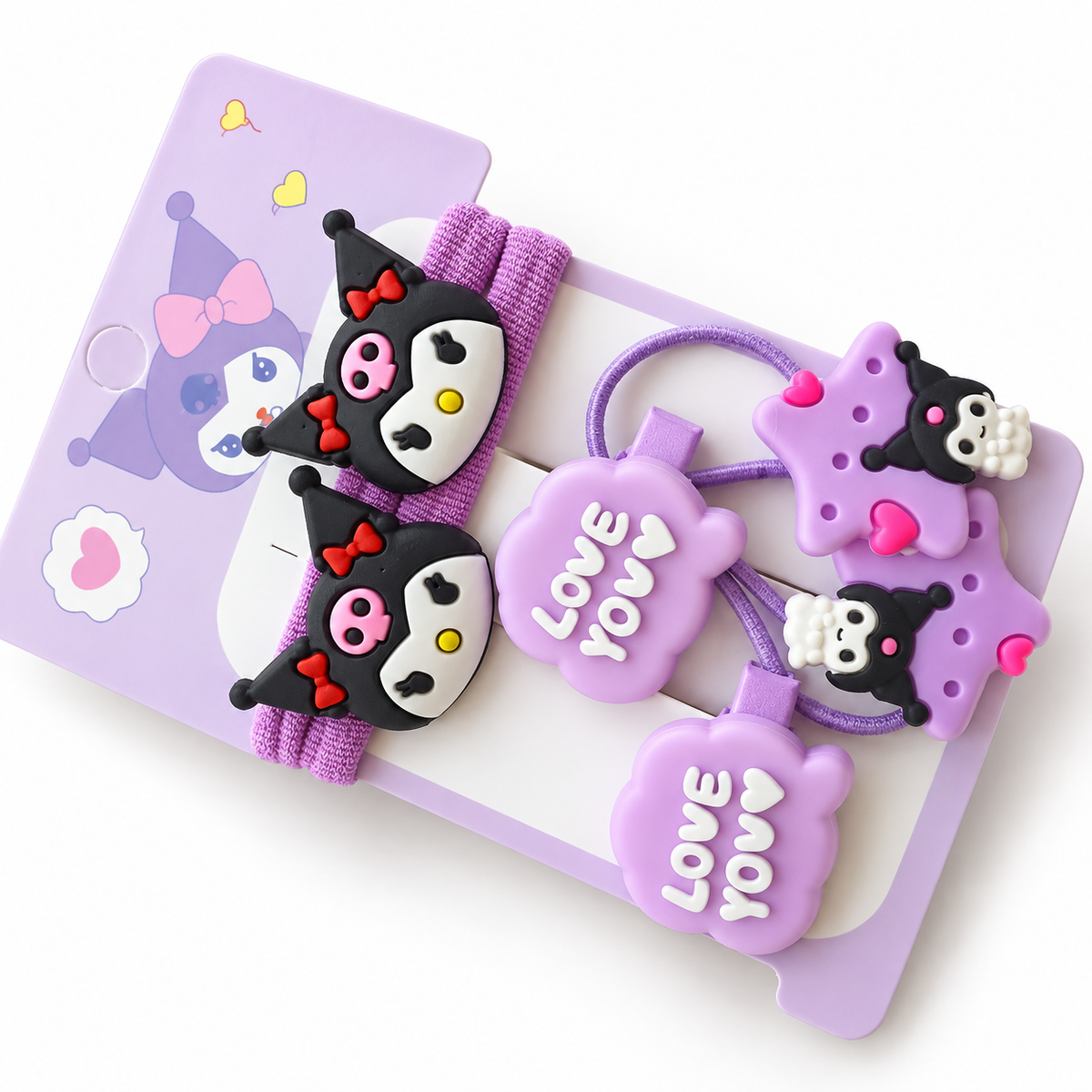 Cute Purple Cartoon Hair Accessory Set for Girls