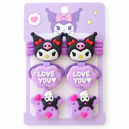 Cute Purple Cartoon Hair Accessory Set for Girls