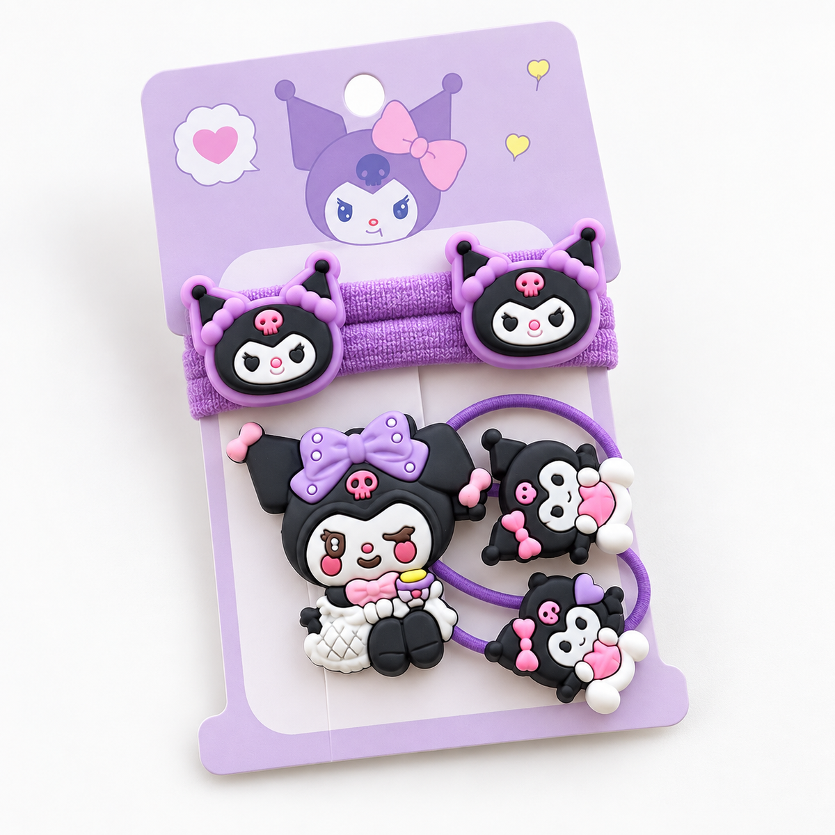 Cute Purple Cartoon Hair Accessory Set for Girls