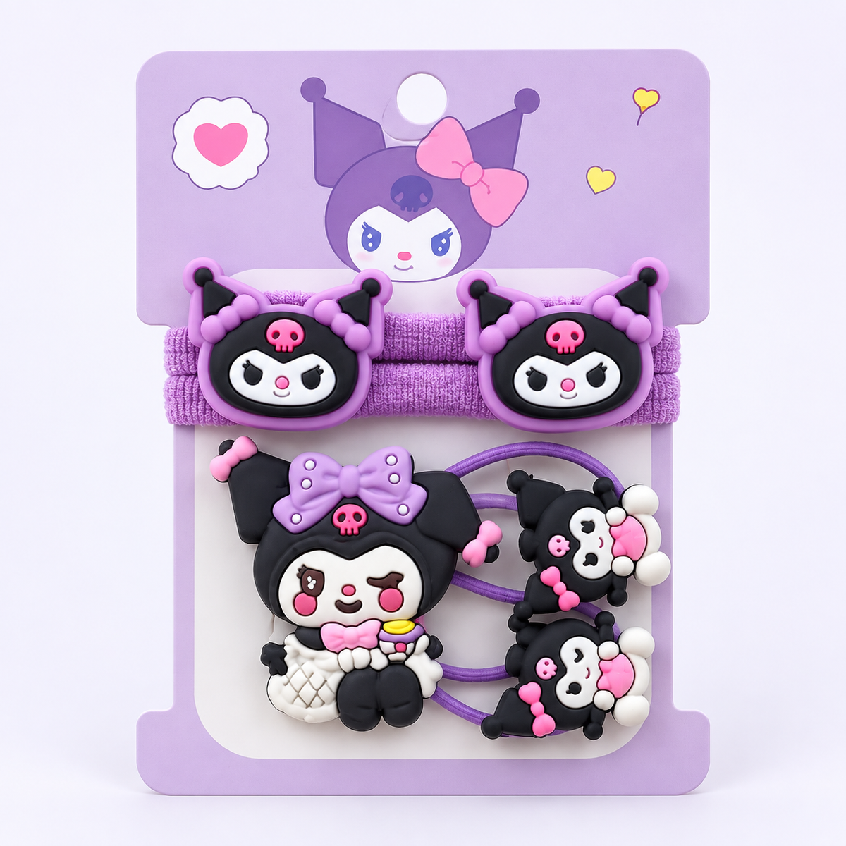 Cute Purple Cartoon Hair Accessory Set for Girls