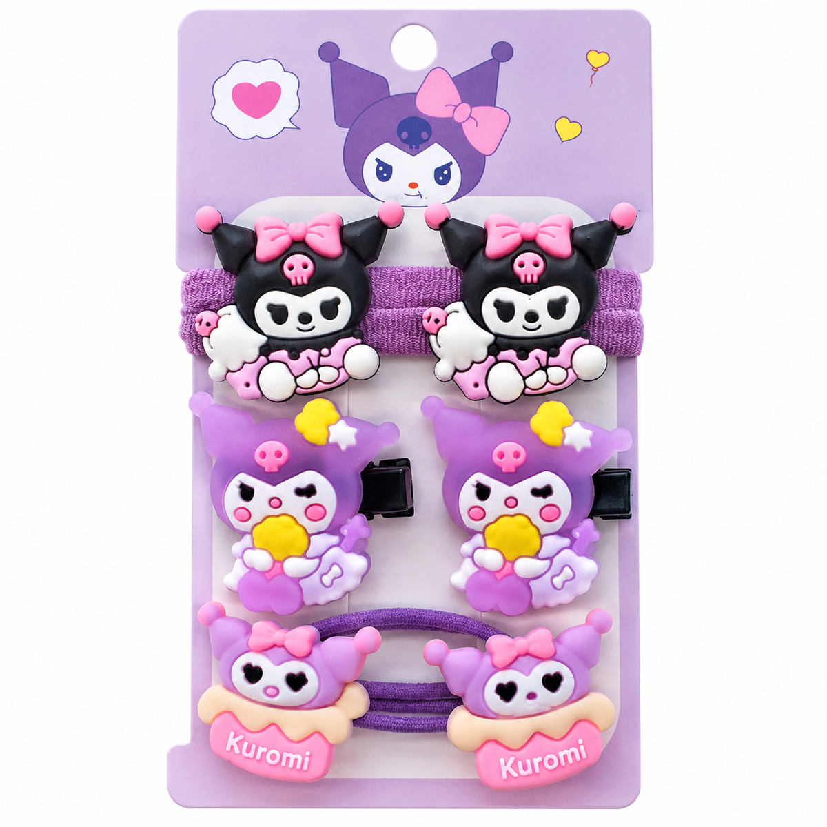 Cute Purple Cartoon Hair Accessory Set for Girls
