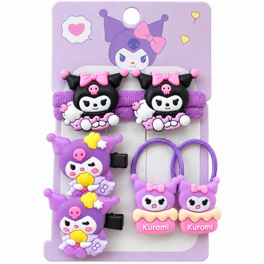 Cute Purple Cartoon Hair Accessory Set for Girls