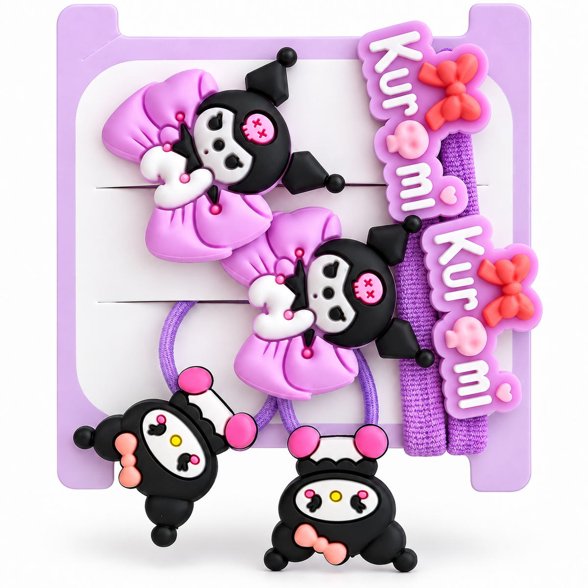 Cute Purple Cartoon Hair Accessory Set for Girls