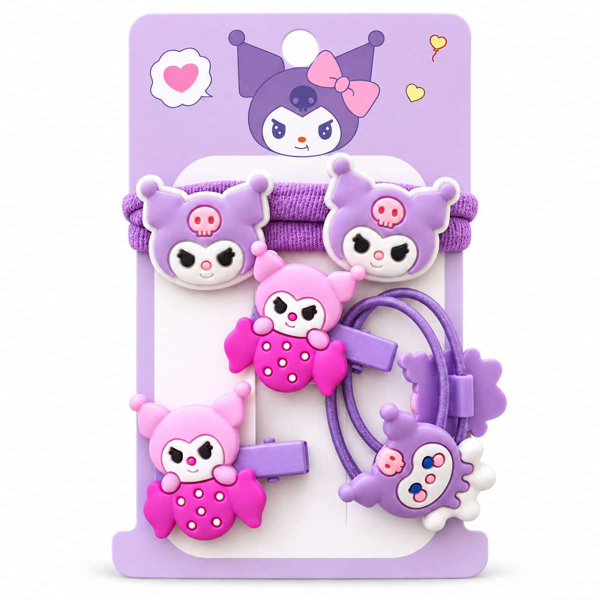 Cute Purple Cartoon Hair Accessory Set for Girls