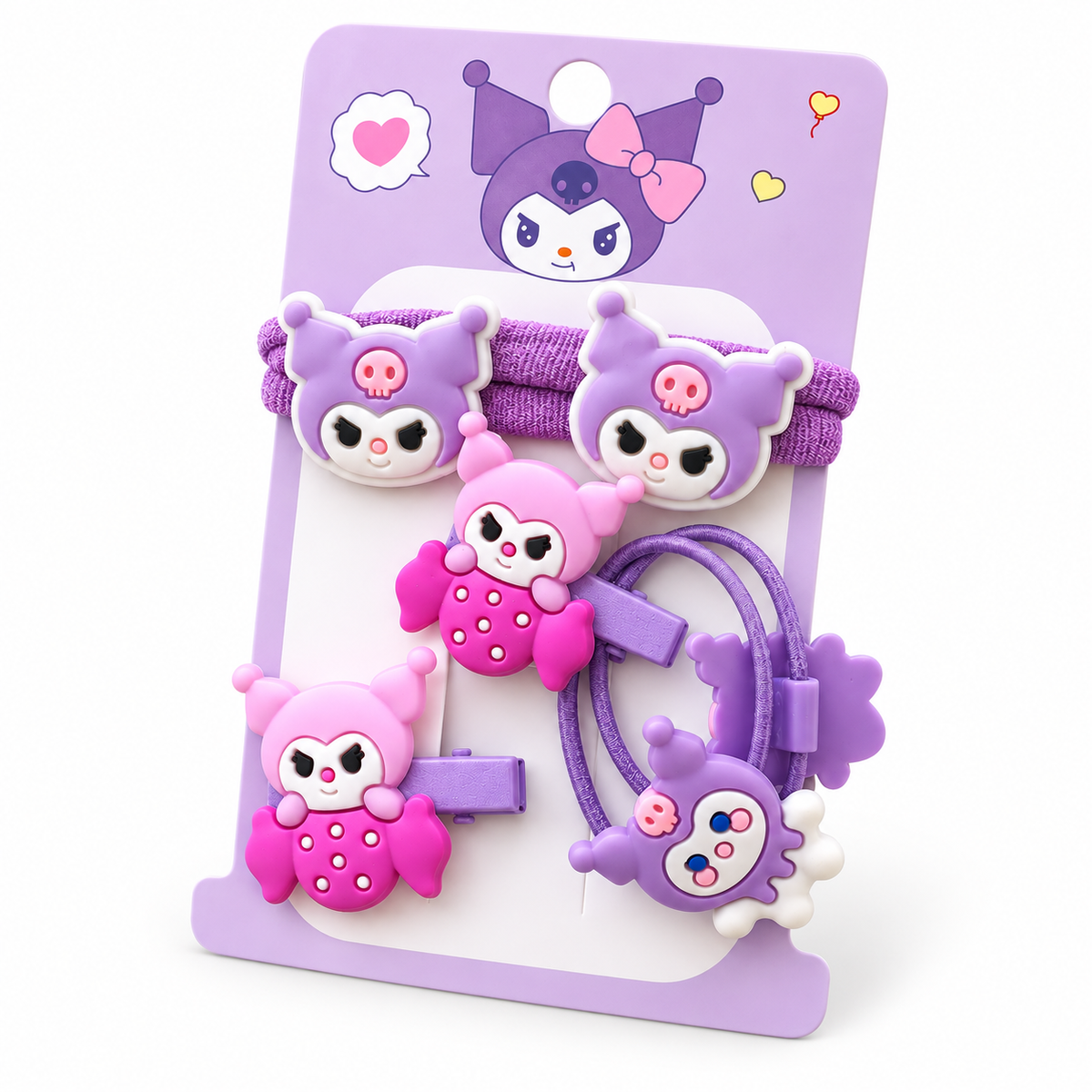 Cute Purple Cartoon Hair Accessory Set for Girls