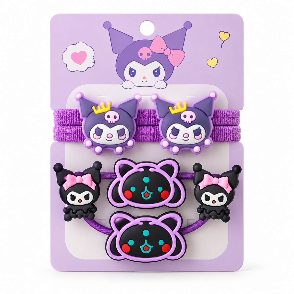 Cute Purple Cartoon Hair Accessory Set for Girls