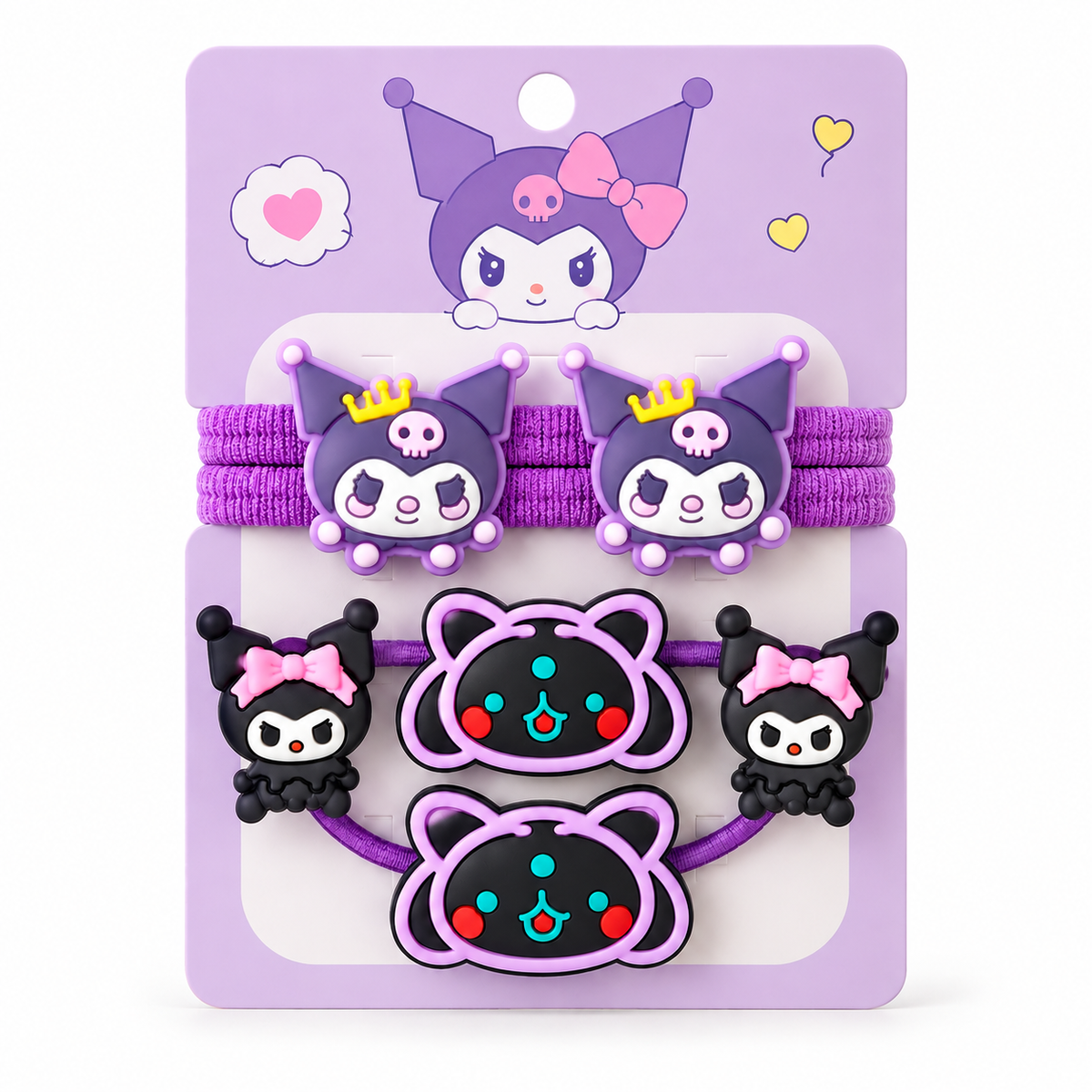Cute Purple Cartoon Hair Accessory Set for Girls
