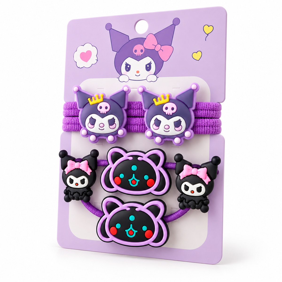 Cute Purple Cartoon Hair Accessory Set for Girls