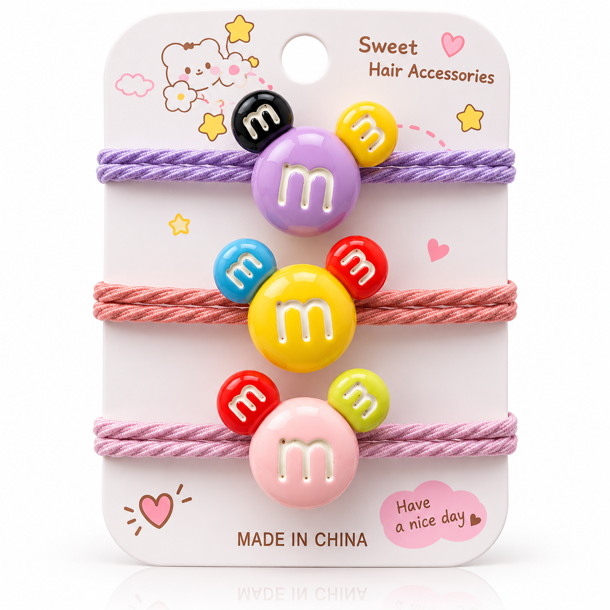 Cute Cartoon Hair Ties Set for Girls pack of 3