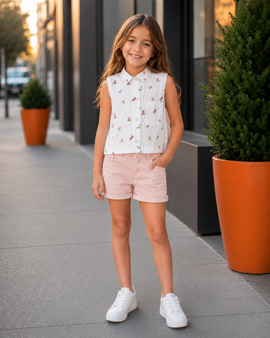 Bambino Girls Rose Print Blouse