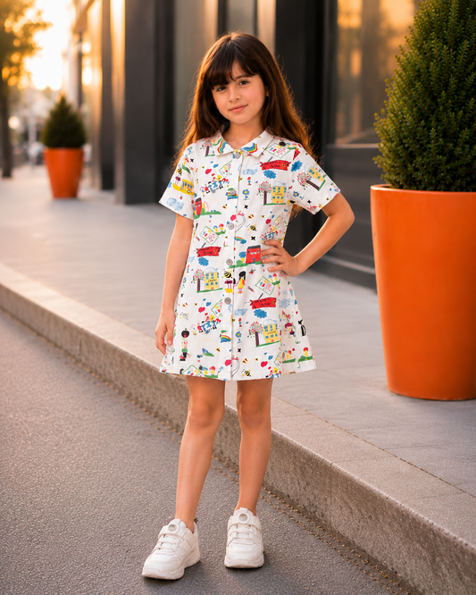 Bambino Girls White Premium Quality kids fashion Dress