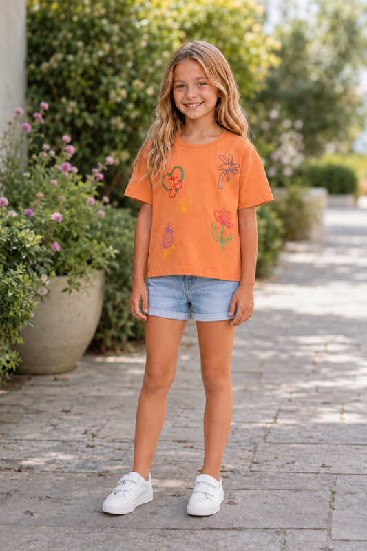 Bambino Girls Orange T-Shirt