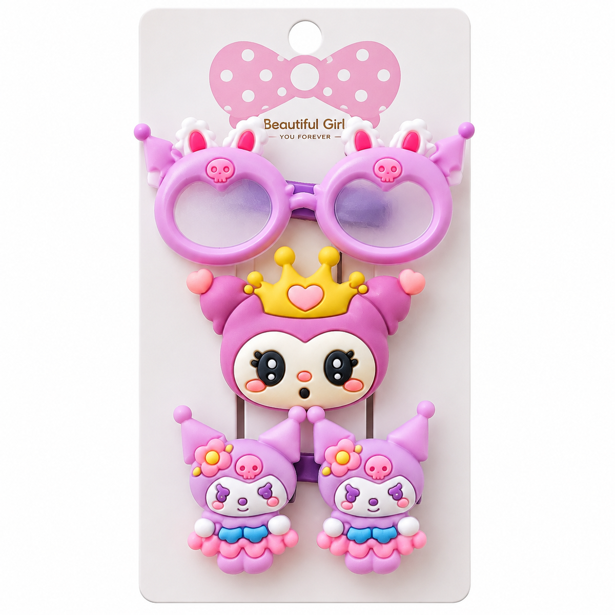 Cute  Purple Cartoon Hair Clip Set for Girls