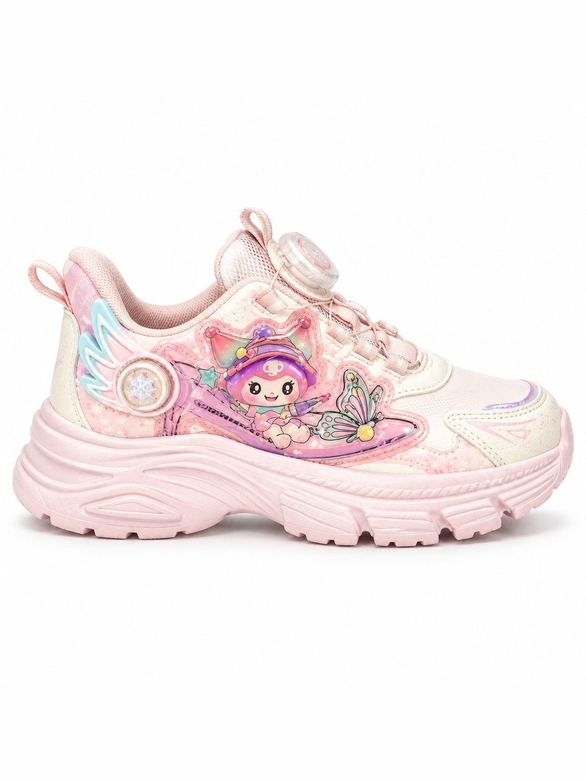 Girls’ Cartoon Butterfly Sneakers – Lavender & White