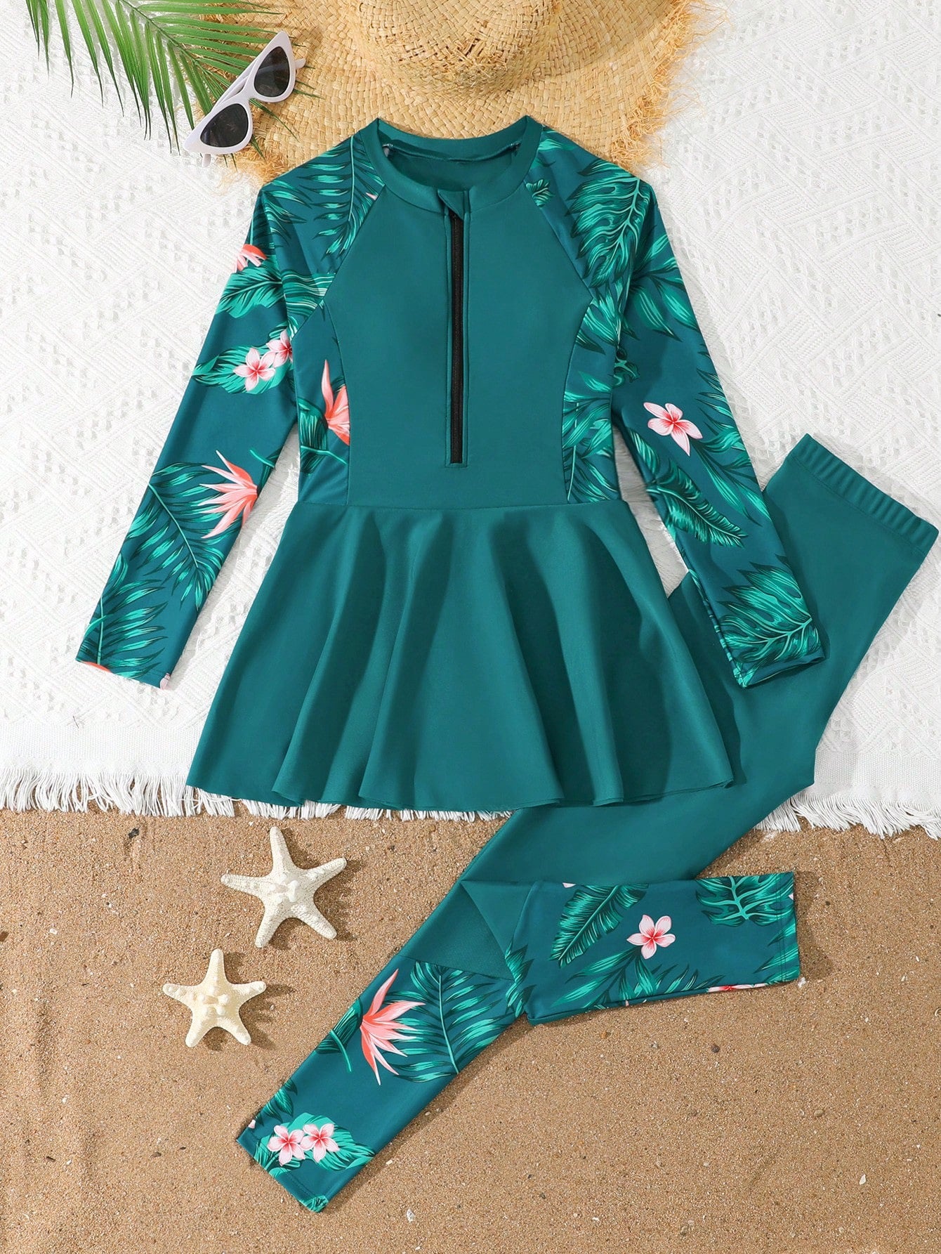 Tween Girls Teal Tankini Set  2 Pieces Swimwear