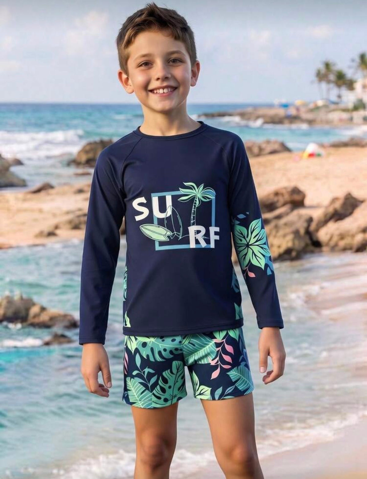 Tween Boys Swimwear,Navy Blue