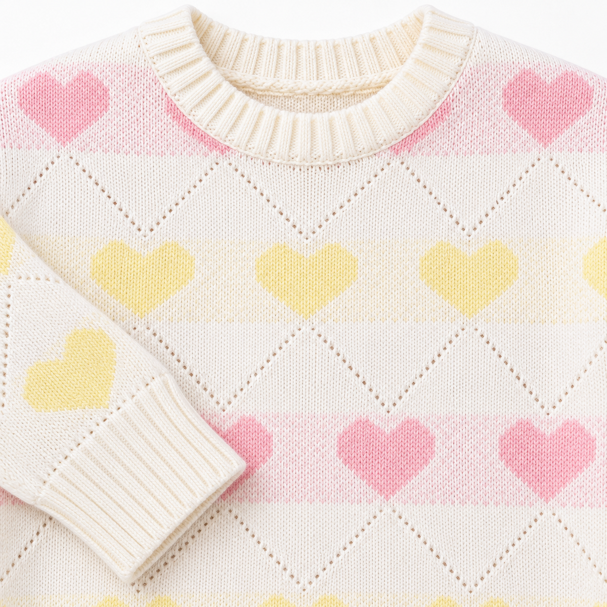 Girls Knitted Sweatshirt - Heart Pattern