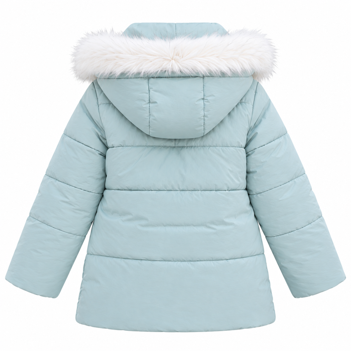 Mint Green Jacket with Fur Hood - Kids Story 8101