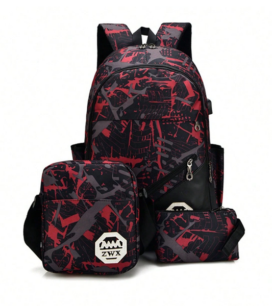 Set Of 3 Color-Block Mix & Match Fashion Backpacks