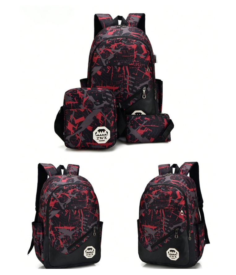 Set Of 3 Color-Block Mix & Match Fashion Backpacks