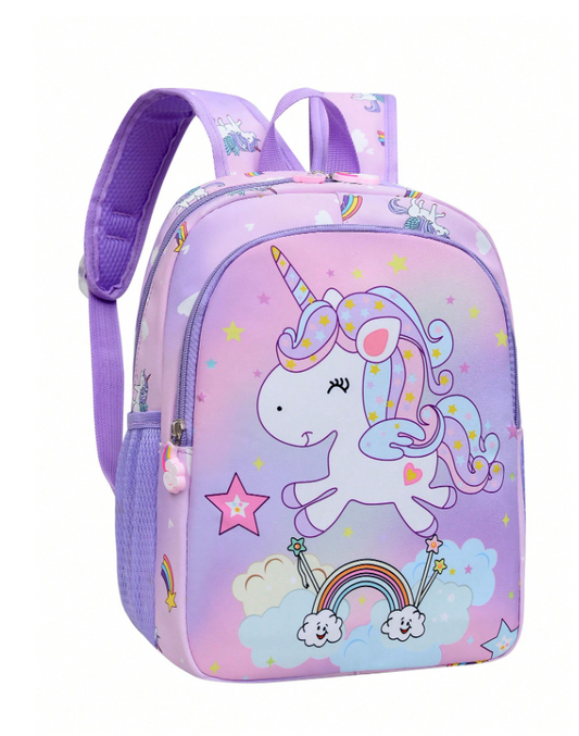 Cartoon Unicorn Nylon Zipper Closure Cute Backpack