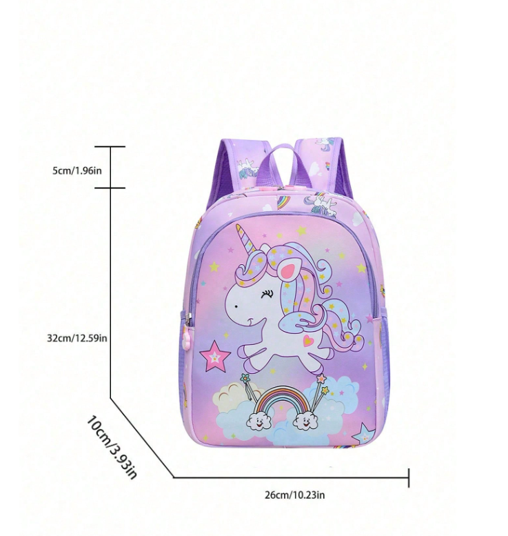 Cartoon Unicorn Nylon Zipper Closure Cute Backpack