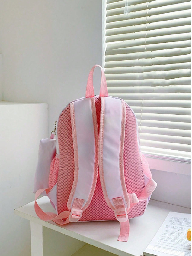 Cartoon Mermaid & Unicorn Print Backpack For Kids And Teens, School Bag With Pencil Case