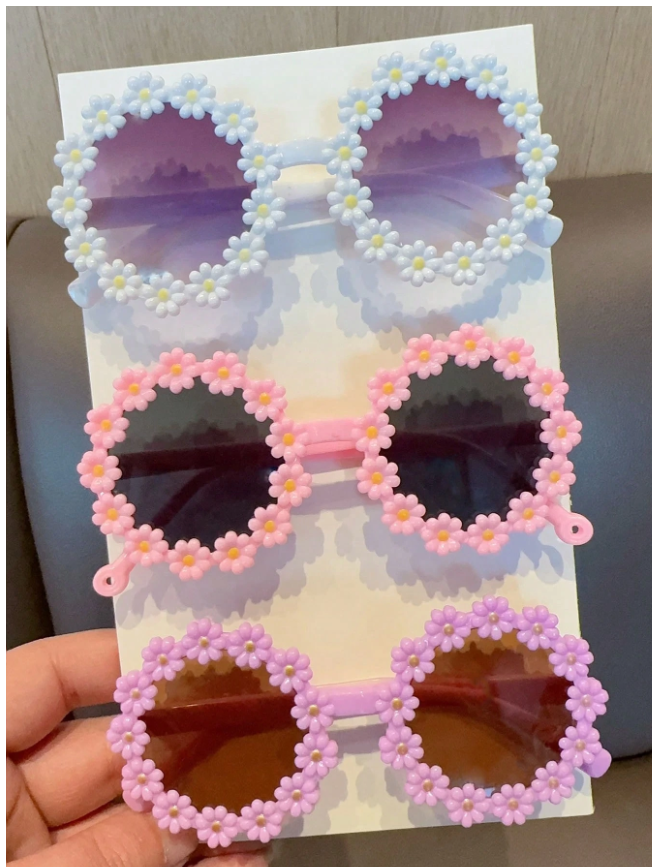 3pcs/Set Cute Fashion Colorful Floral Pattern Kids Eyewear Set For Boys And Girls, Card Display Only, Shipping Not Included