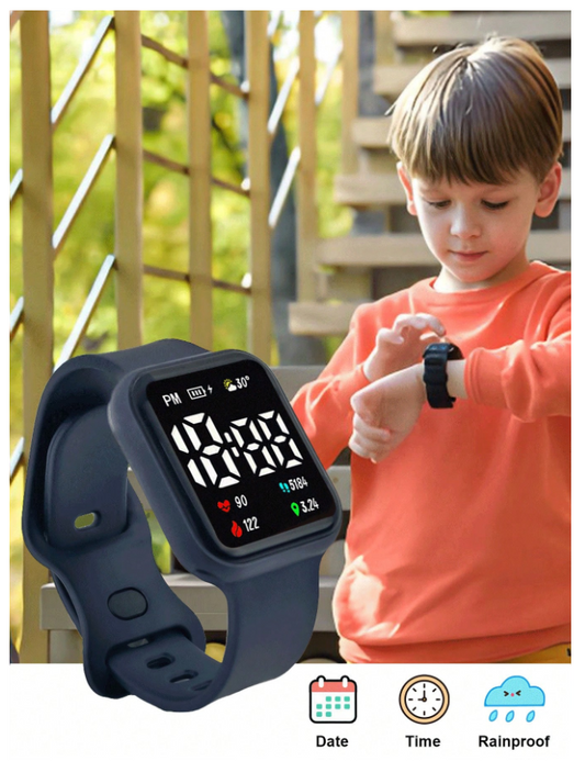 1pc Battery Operated Electronic Watch, Elegant Dial, LED Digital Display, TPU Soft Breathable Strap, Suitable For Students, Children, Sports, Outdoor, Gifts, Festivals