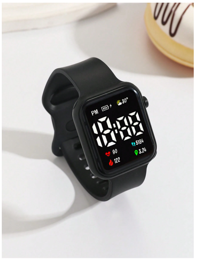 1pc Battery Operated Electronic Watch, Elegant Dial, LED Digital Display, TPU Soft Breathable Strap, Suitable For Students, Children, Sports, Outdoor, Gifts, Festivals