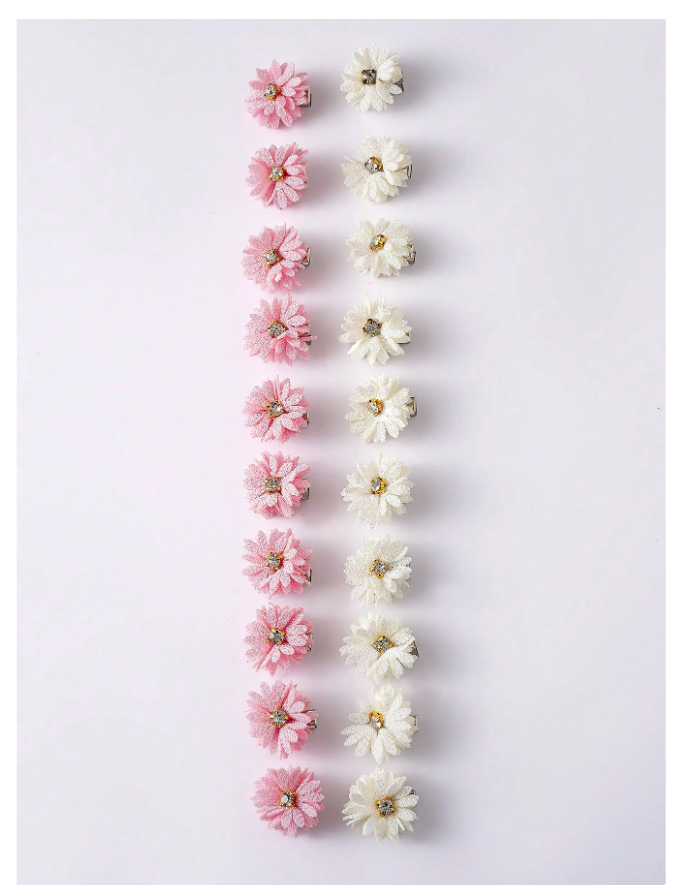 20pcs 3D Daisy Rhinestone Hair Clips, Cute Hair Accessories Suitable For Daily Wear By Girls