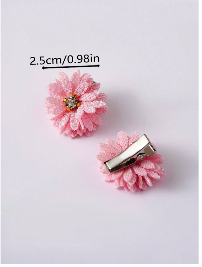 20pcs 3D Daisy Rhinestone Hair Clips, Cute Hair Accessories Suitable For Daily Wear By Girls