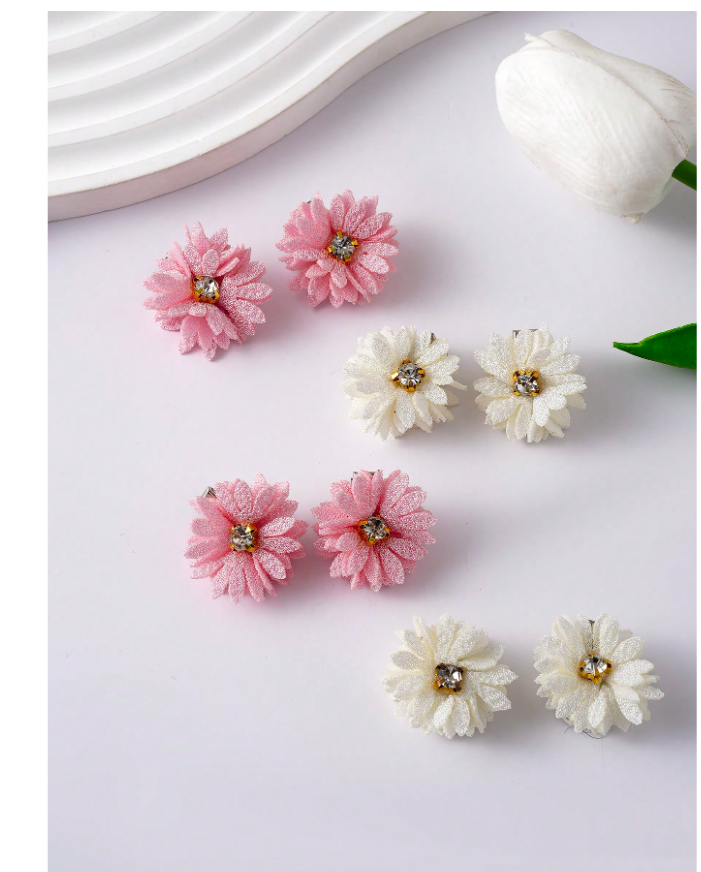 20pcs 3D Daisy Rhinestone Hair Clips, Cute Hair Accessories Suitable For Daily Wear By Girls