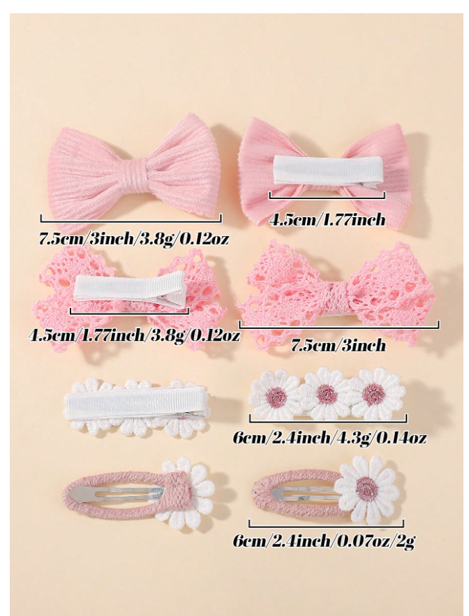 8pcs Cute Bowknot Hair Clips, Holiday Party Girl Ponytail Clips, Travel Style Hair Accessories For Girl