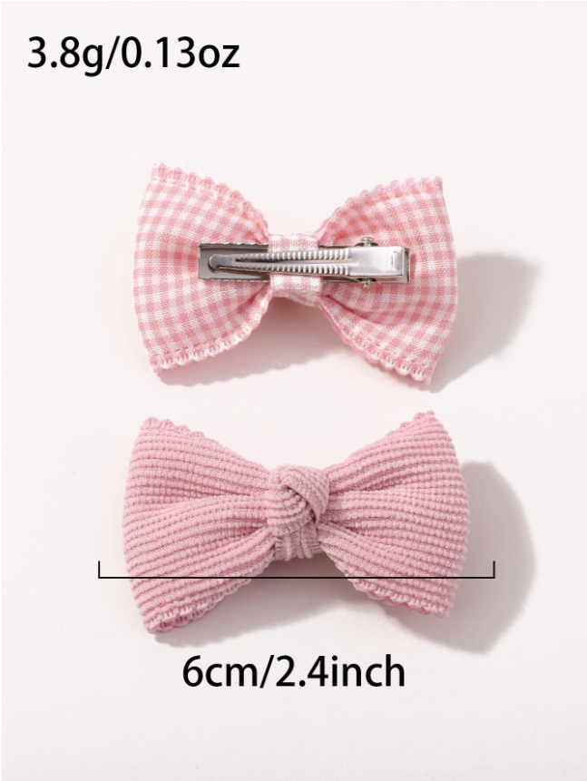6pcs/Pack Cute Pink Girls Bowknot Hair Clips, Soft And Comfortable Hair Accessories