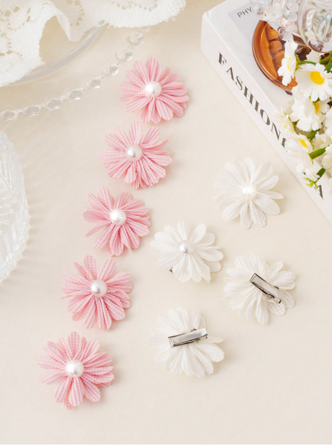 6PCS Daisy Pearl Hair Clips Side Clips, Cute Hair Clips, Suitable For Girls Party, Performance And Daily Wear.