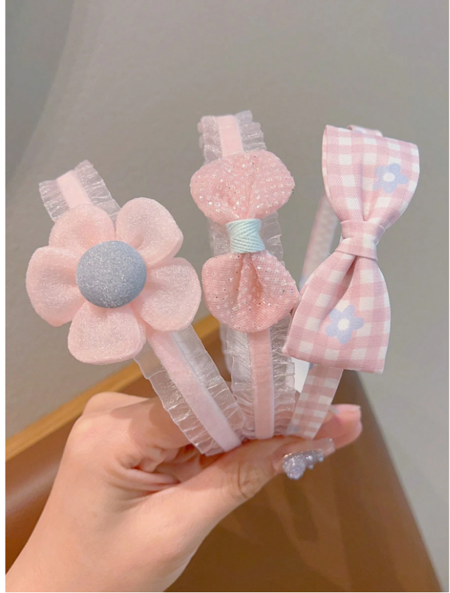 3pcs Girls' Cute Bowknot Headbands, Suitable For Daily Wear